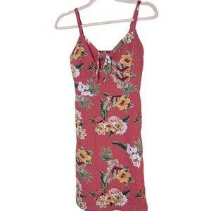 Hollister Womens Small Dress Sleeveless Tropical Floral Red